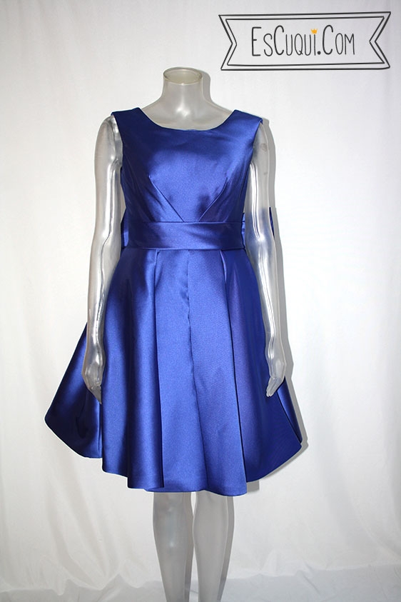 vestido falda campana azul mujer
