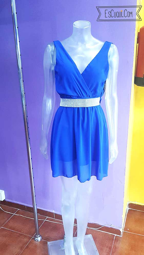 vestido corto gasa azul electrico