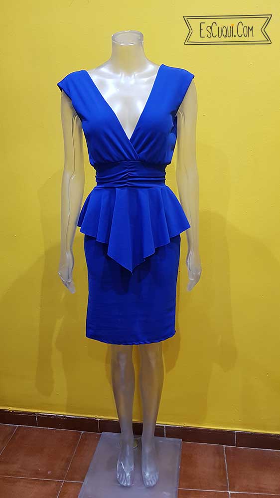 vestido azul volante vestir mujer