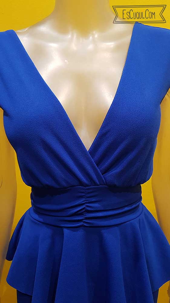 vestido azul volante vestir mujer