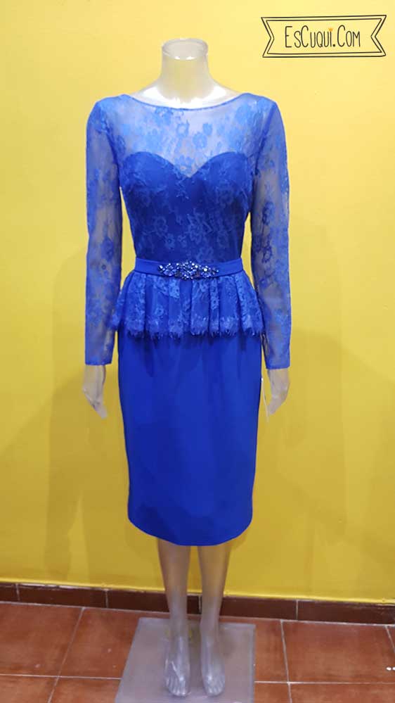 vestido para boda azul mujer
