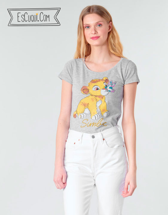 camiseta mujer simba rey leon disney gris