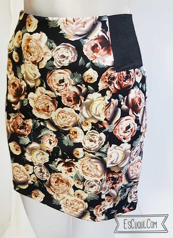 falda corta flores elastica cintura goma