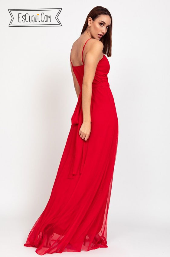 vestido multiposicion largo caida rojo barato