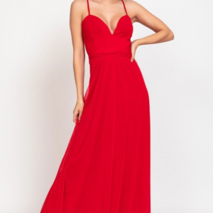 vestido multiposicion largo caida rojo barato