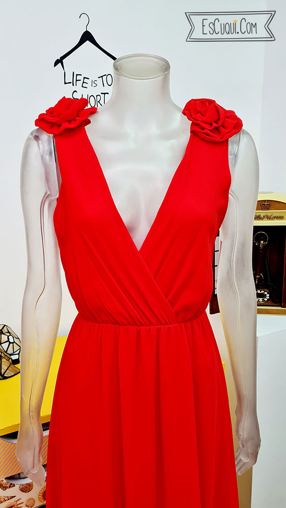 vestido corte griego rojo
