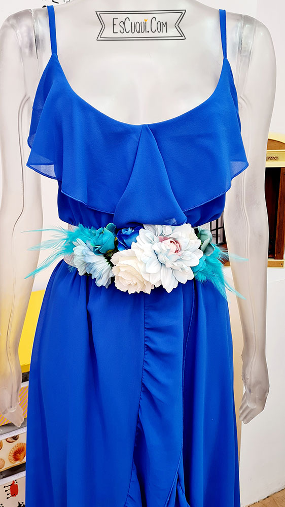 vestido ponible fiesta gasa azul