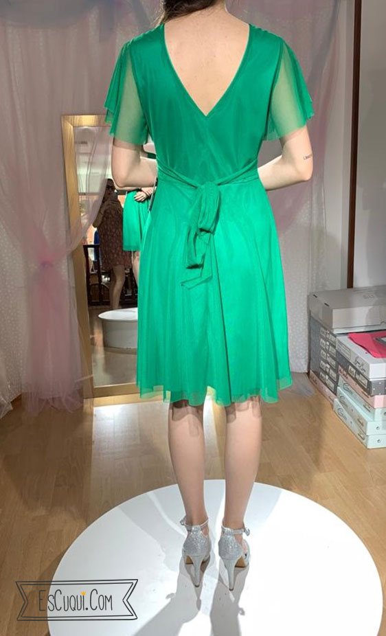 vestido vestir verde corto tul