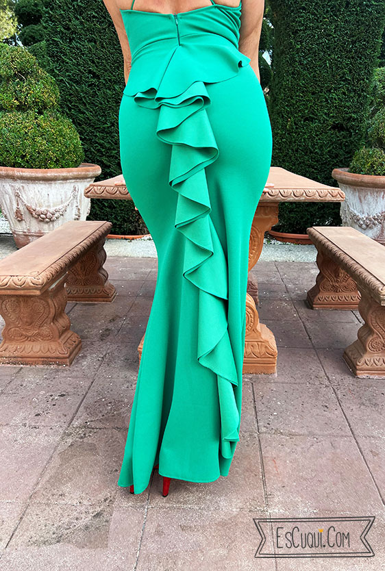 vestido invitada boda verde largo espalda cruzada