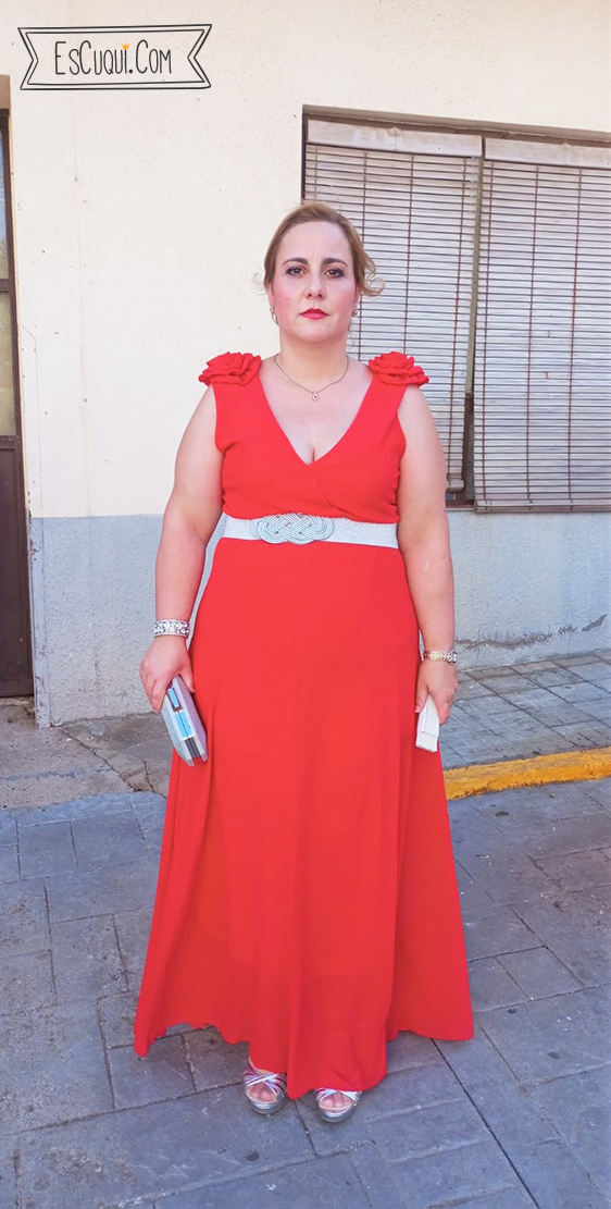 vestido rojo fiesta tallas grandes largo
